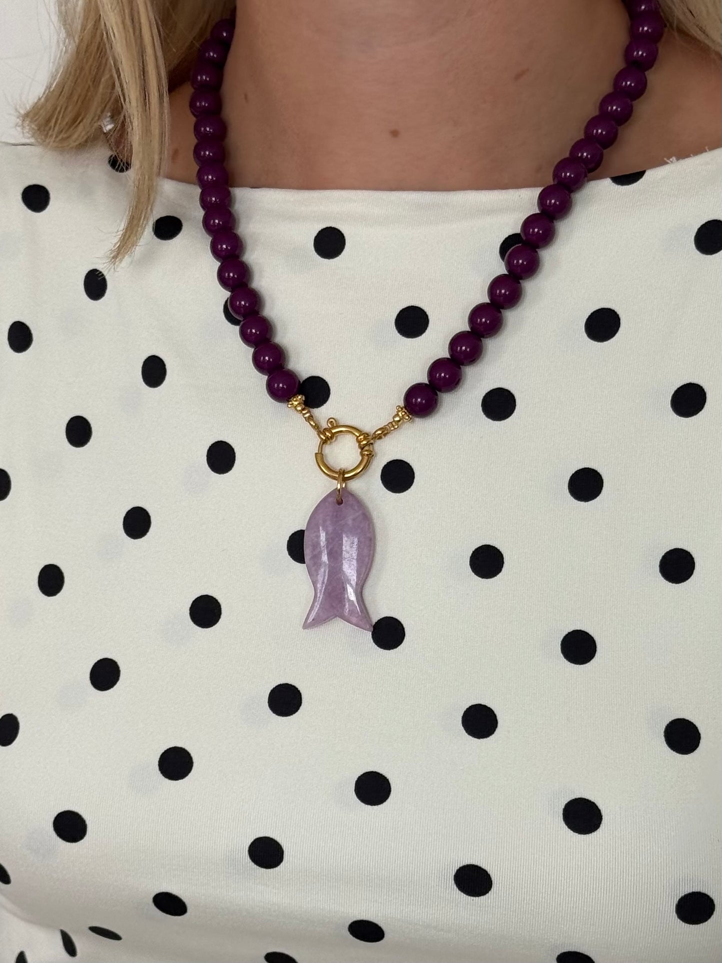 Maeve Beaded Necklace Purple