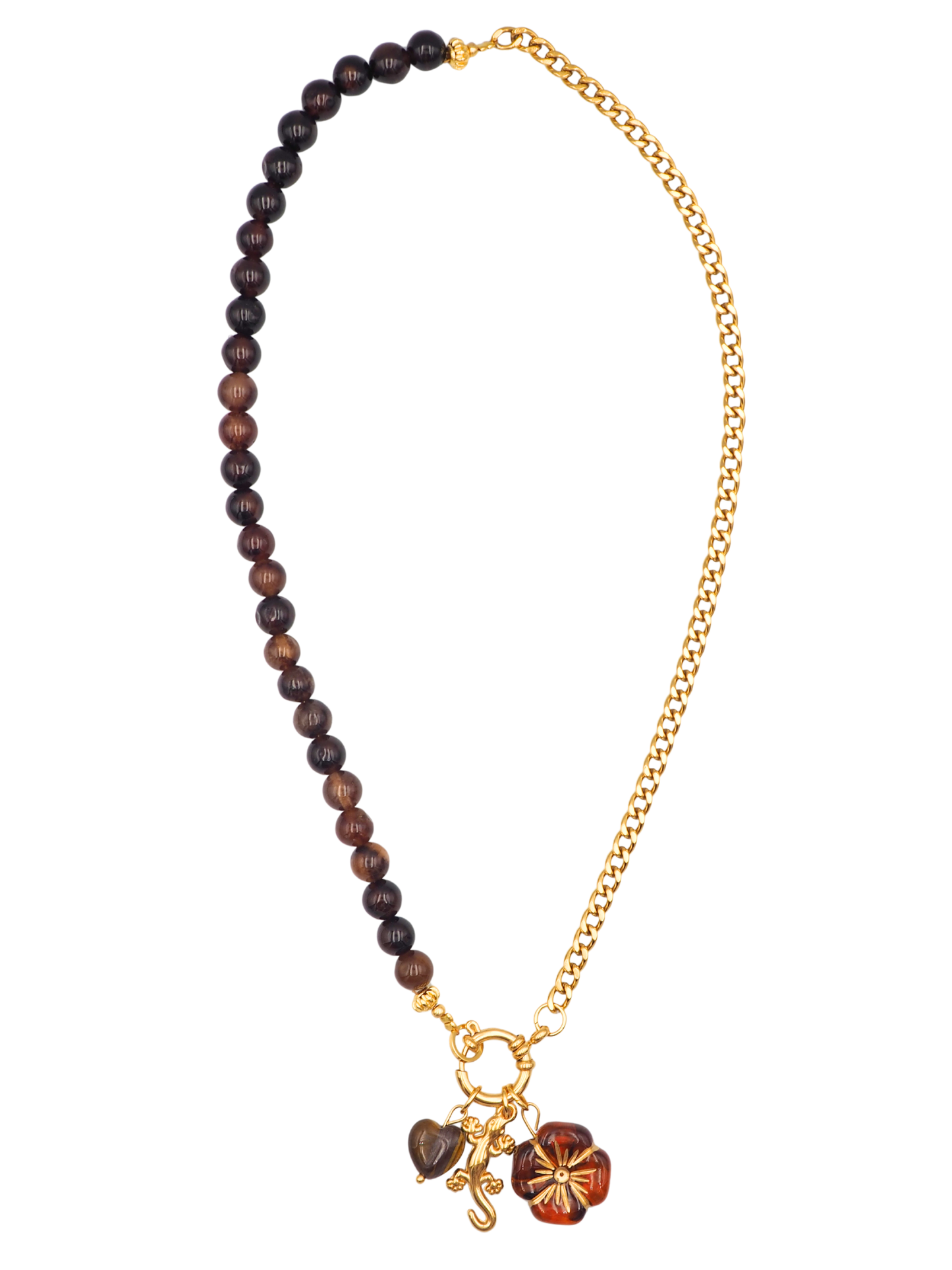 Cecile Half Jade Necklace Brown