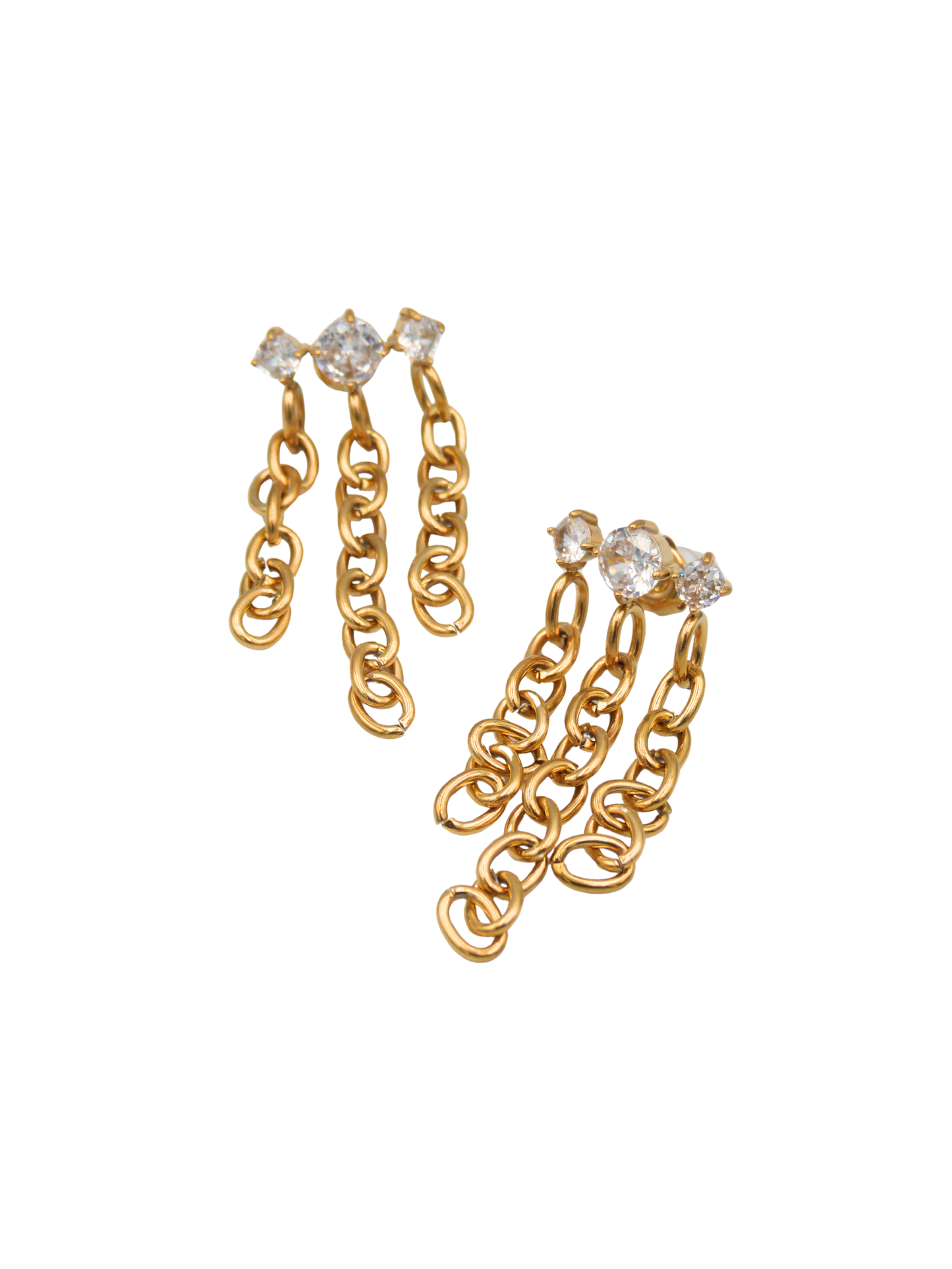 Gold Zirconia Chain Earrings
