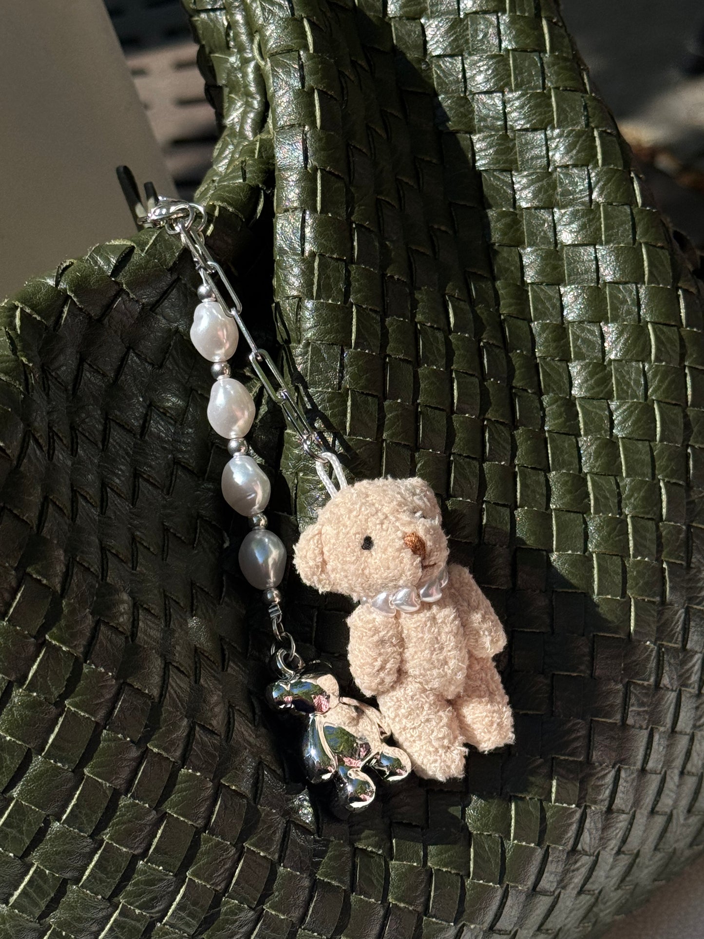 Teddy Pearl Bag Charm
