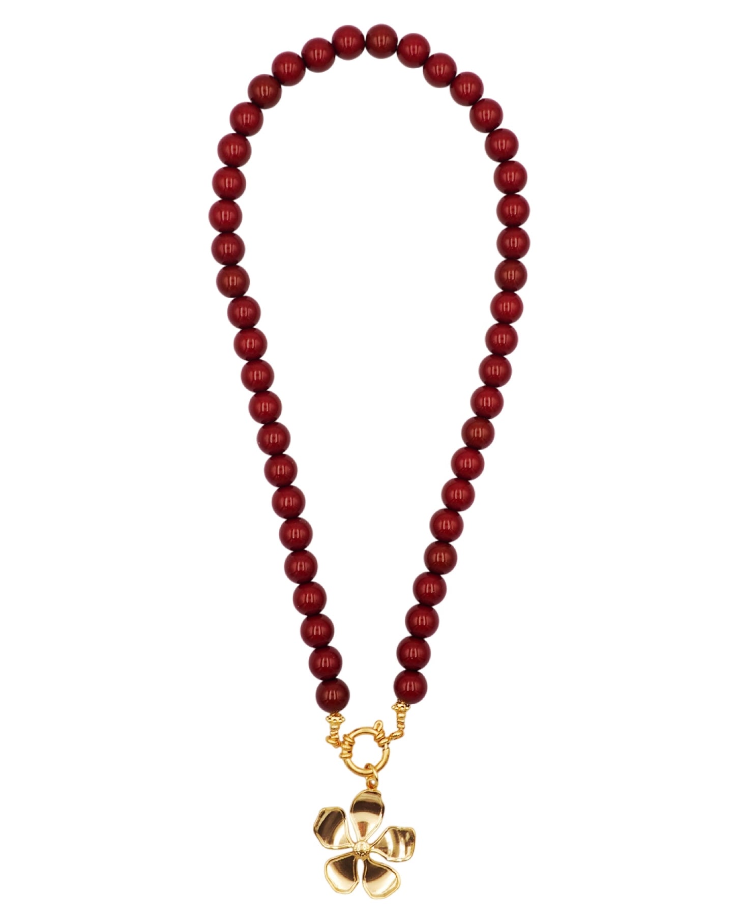 Elowen Pearl Necklace Burgundy