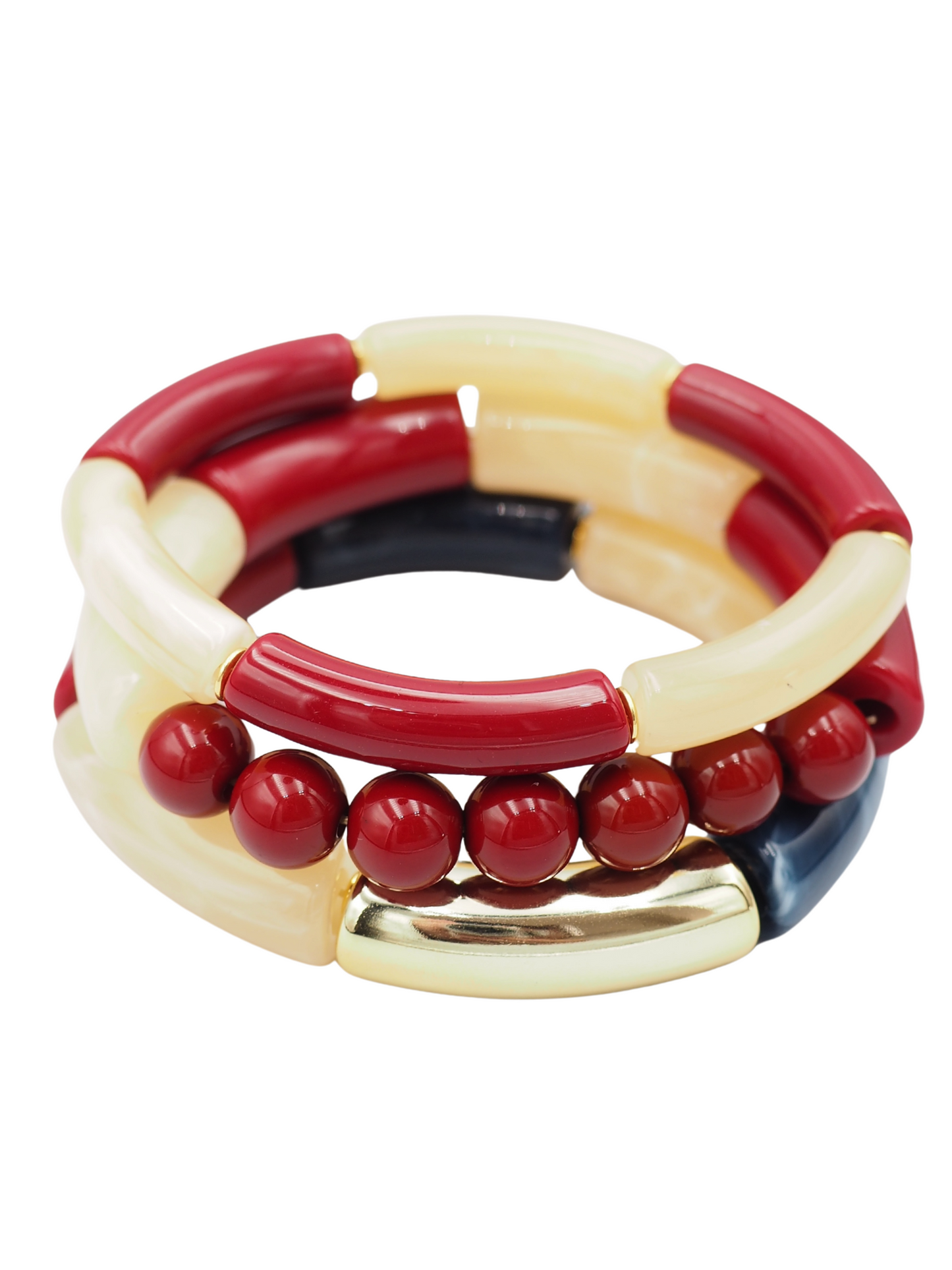 Hazel Bracelet Trio Burgundy/Ecru