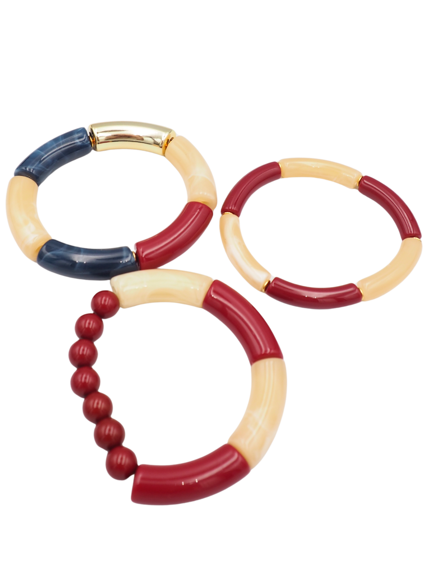 Hazel Bracelet Trio Burgundy/Ecru
