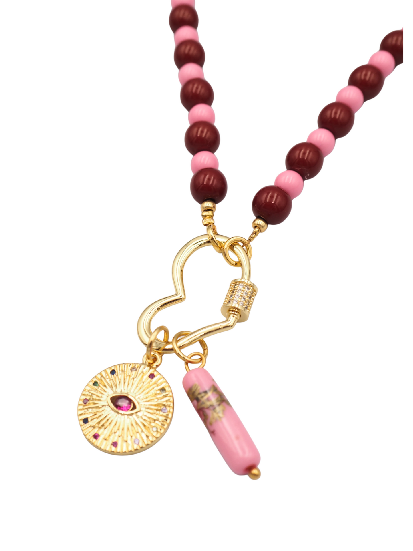 Mable Pearl Necklace Burgundy/Pink
