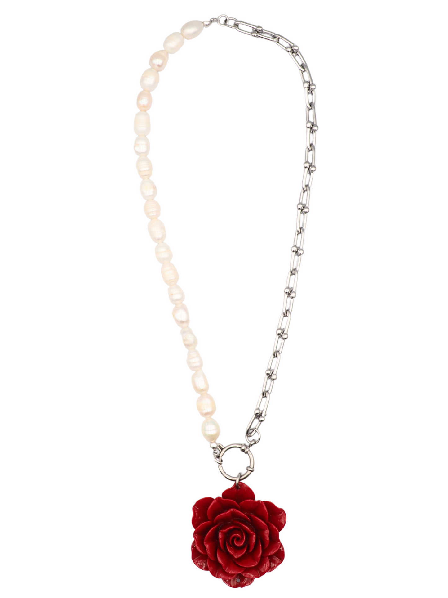 Una Big Pearl Necklace Silver
