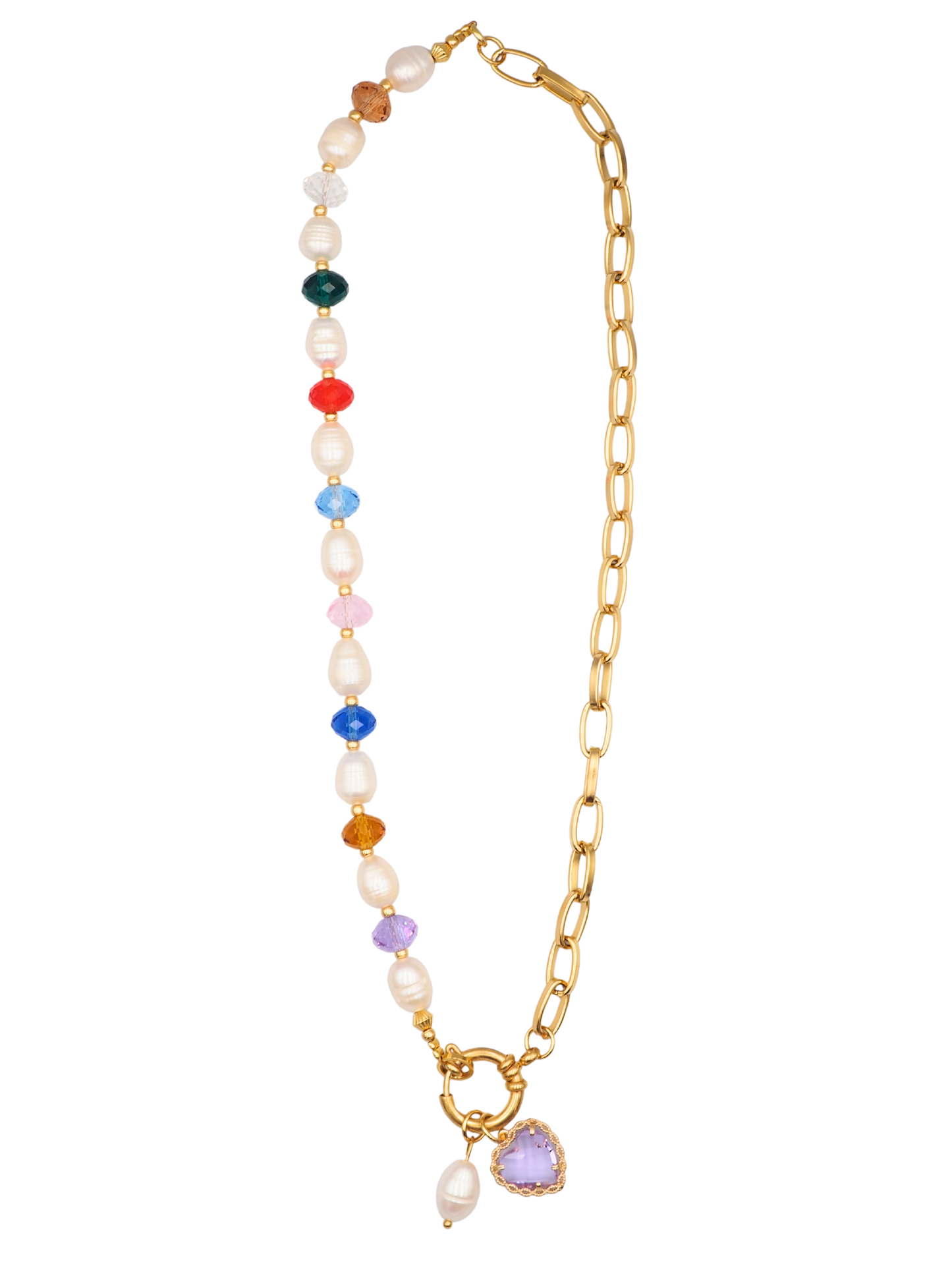 Half Pearl-Swarovski Necklace