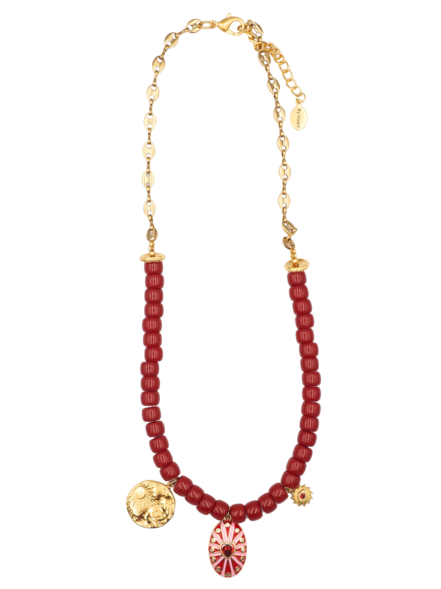 Yuki Half Pearl Necklace Red