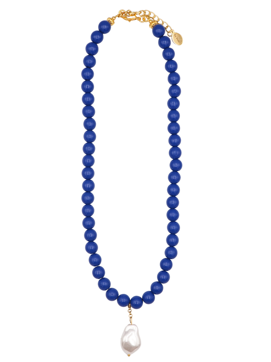 Maia Pearl Necklace Cobalt