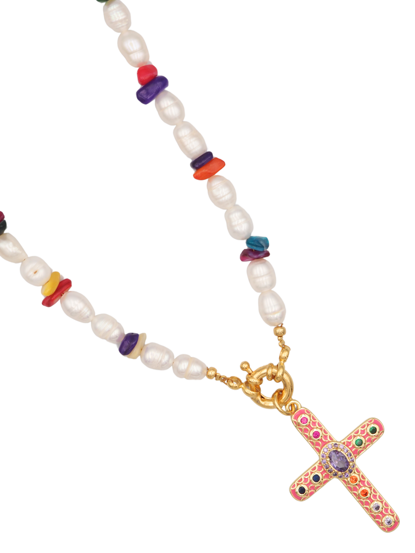 Cross Coral Necklace