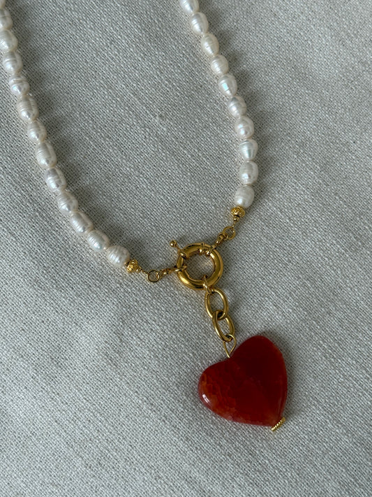 Ember Heart Pearl Necklace