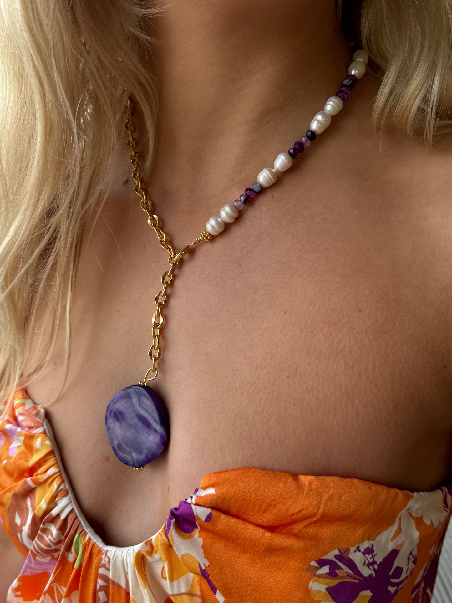 Violet Nature Stone Necklace