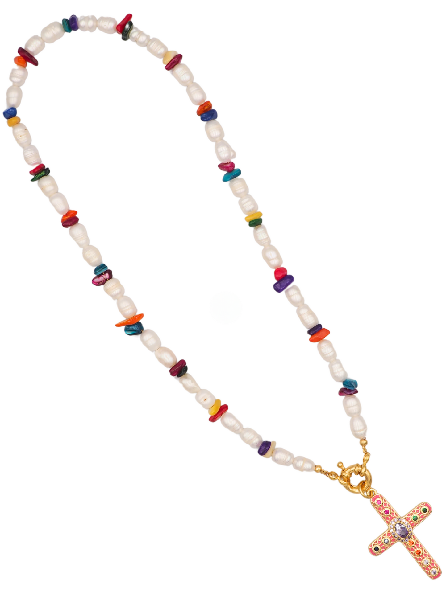 Cross Coral Necklace