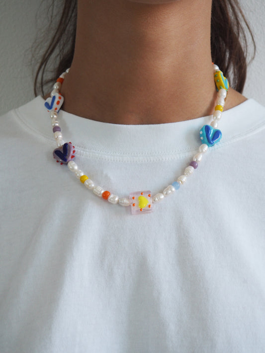 Pearl Heart Multicolor Necklace