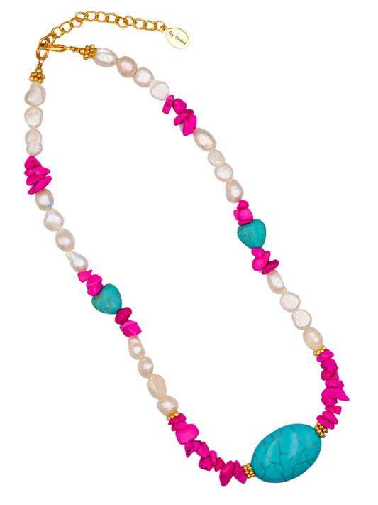 Pink/Turquoise Coral Necklace