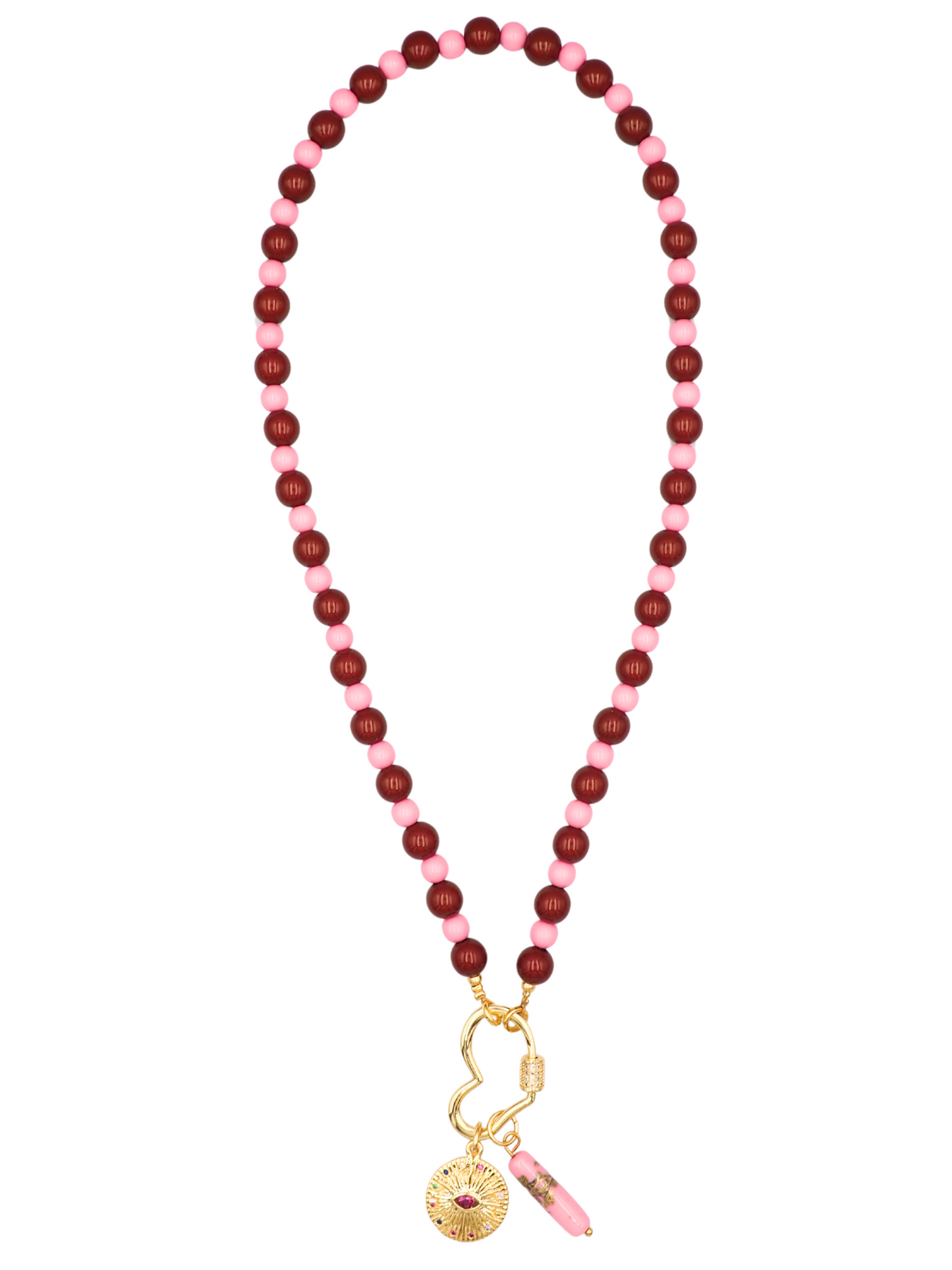 Mable Pearl Necklace Burgundy/Pink