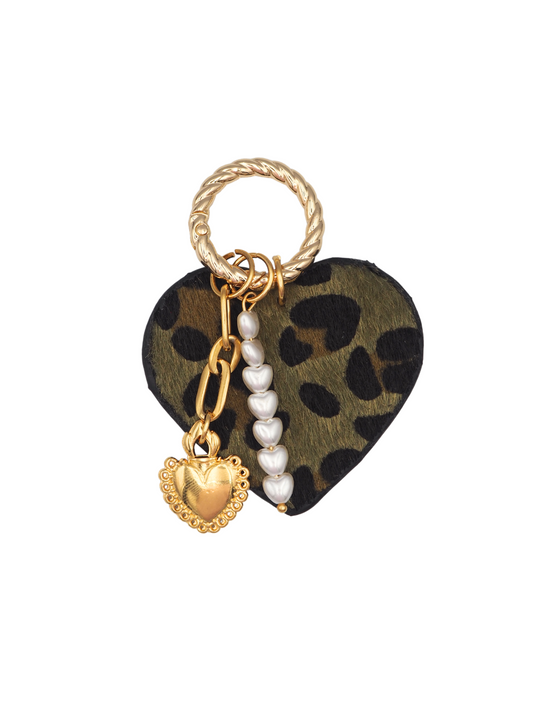 Leopard Heart Bag Charm