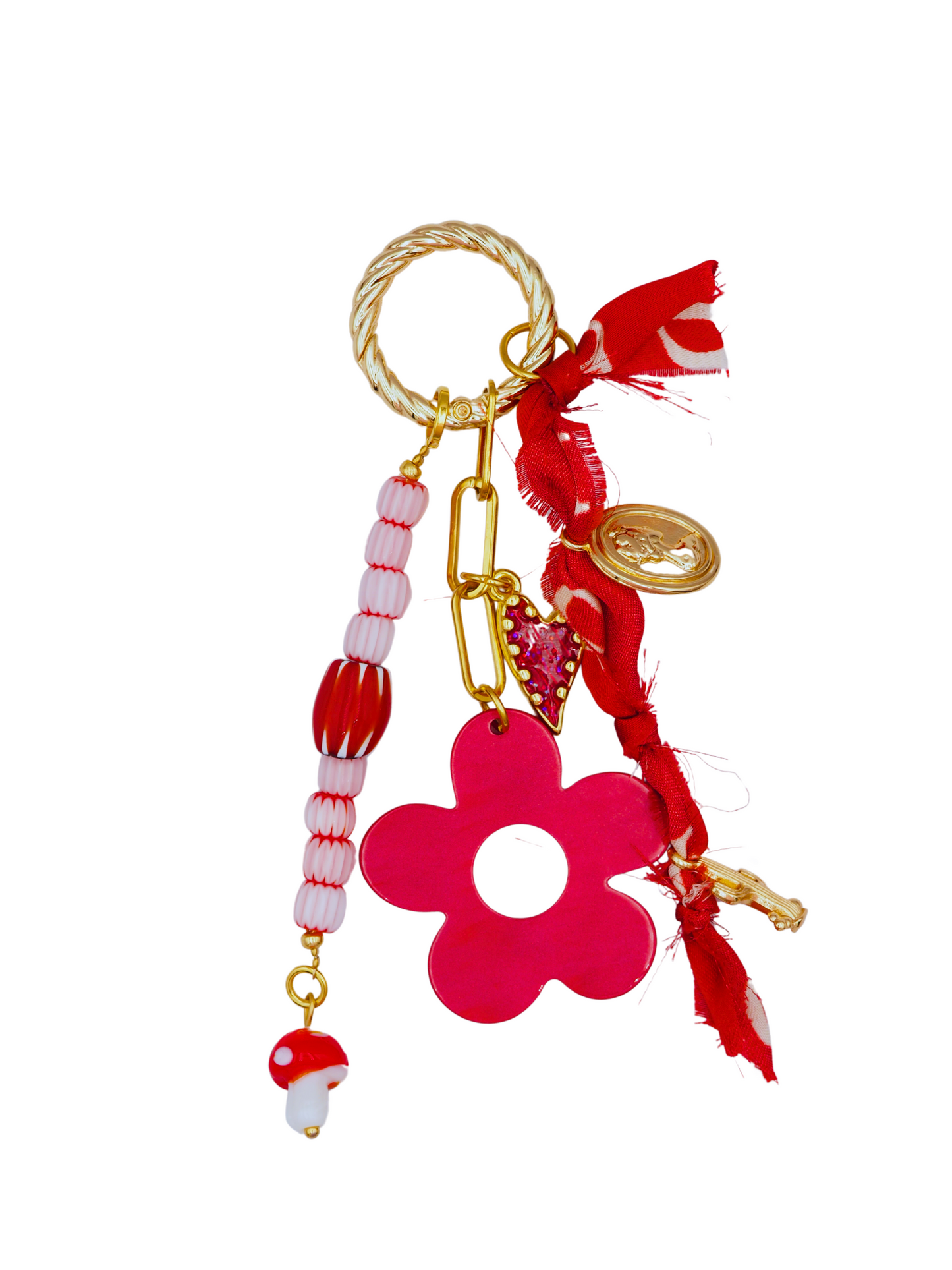 Red Flower Bag Charm