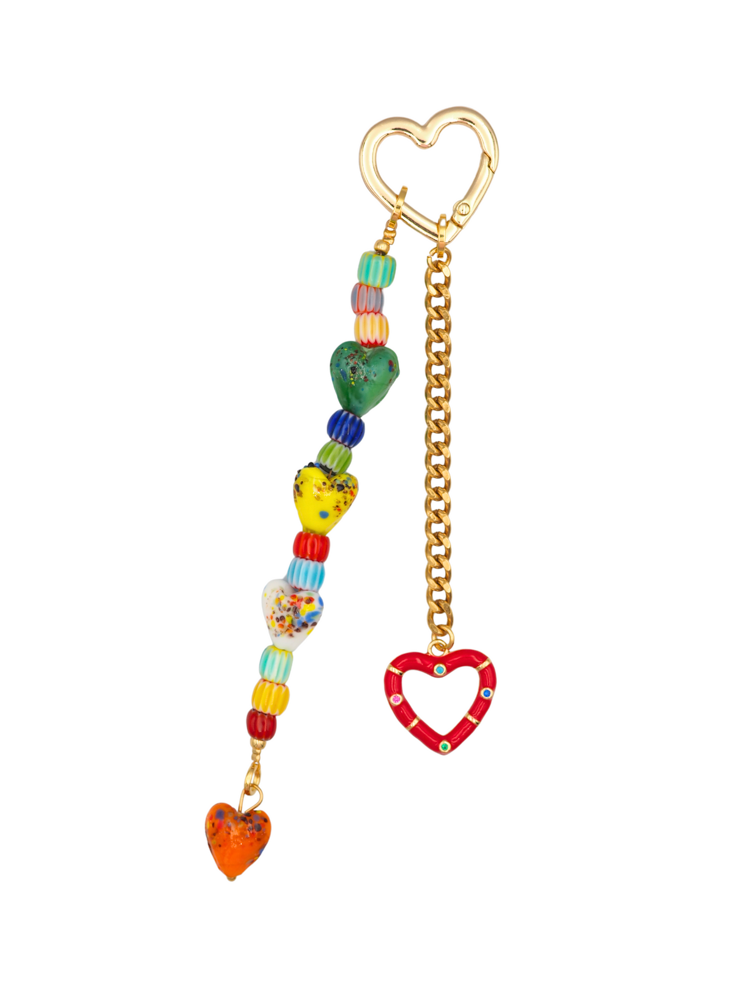 Multicolor Heart Bag Charm