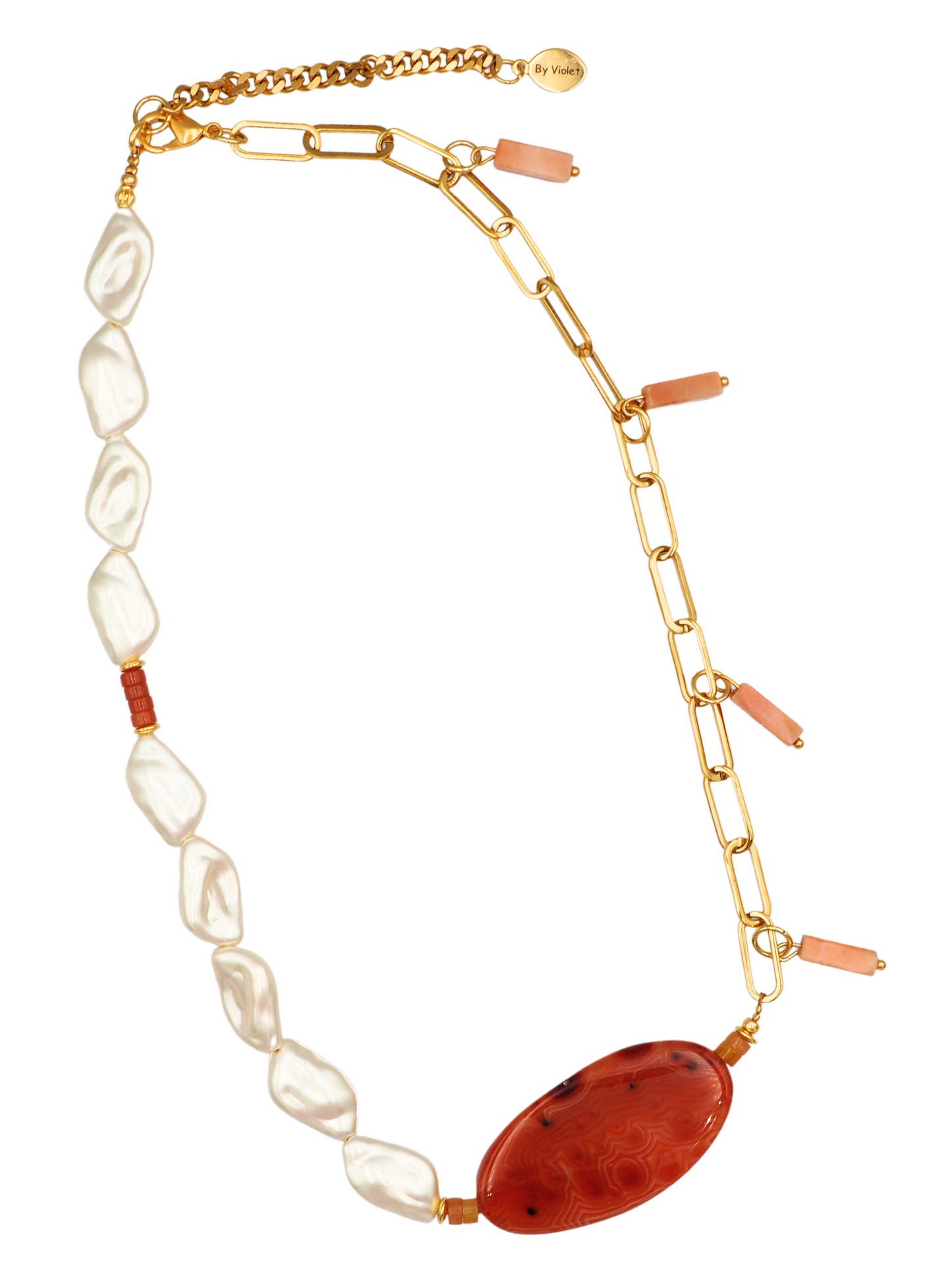 Majestic Blaze Orange Nature Stone Necklace