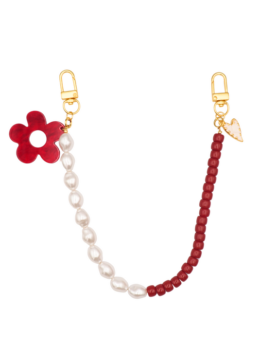 Red Flower Bag Charm