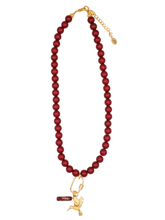 Willow Pearl Necklace Burgundy